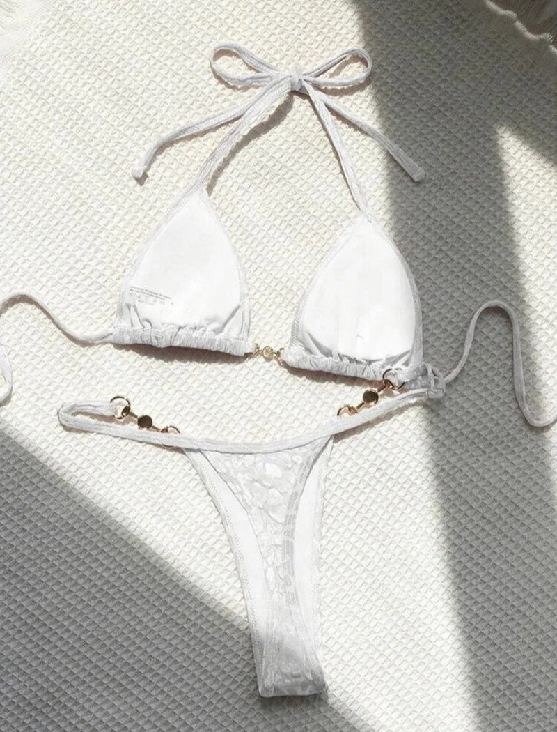 Kelly Burnout Velvet Leopard Pearl Bikini Set