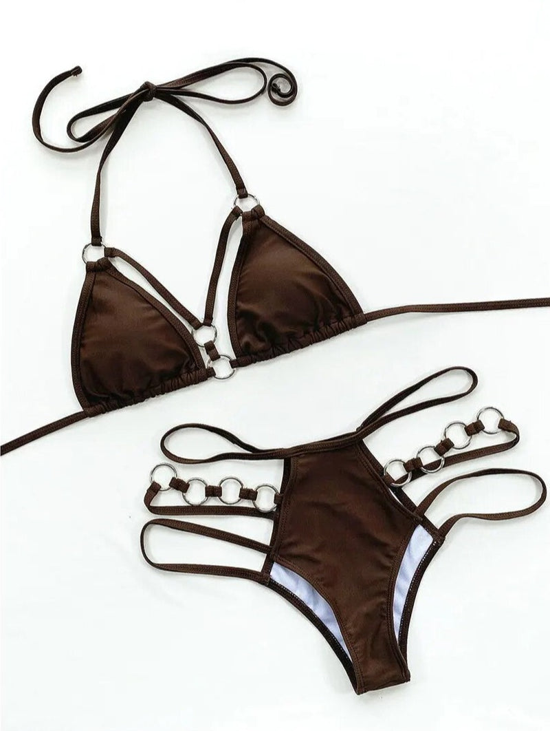 Lyla Metal Rings Strappy Cut Out 2-Pc Set Bikini