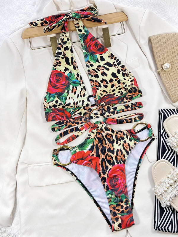 Tyra Leopard Rose Print Monokini