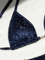 Kelly Burnout Velvet Leopard Pearl Bikini Set