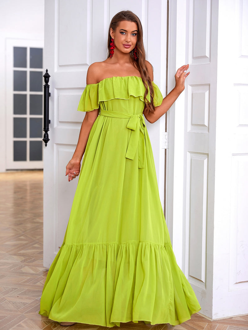 Janet Off Shoulder Ruffle Maxi Dress