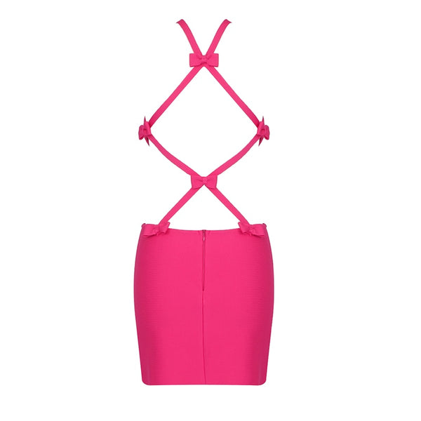 Helena Backless Bow Tie Mini Bandage Dress