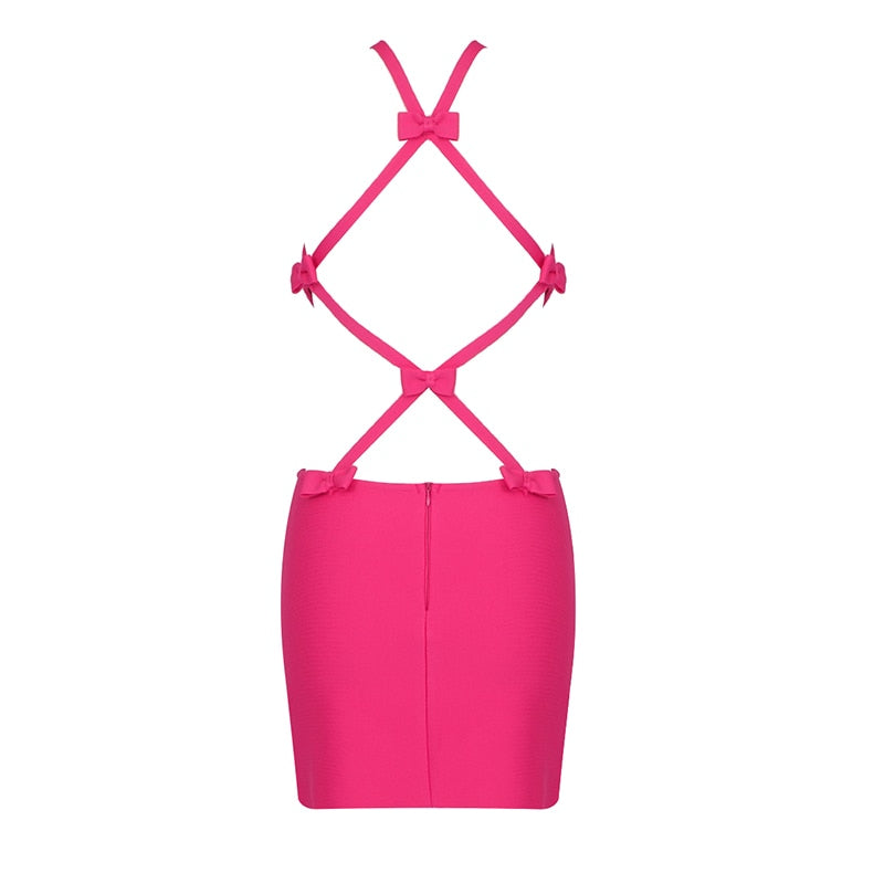 Helena Backless Bow Tie Mini Bandage Dress