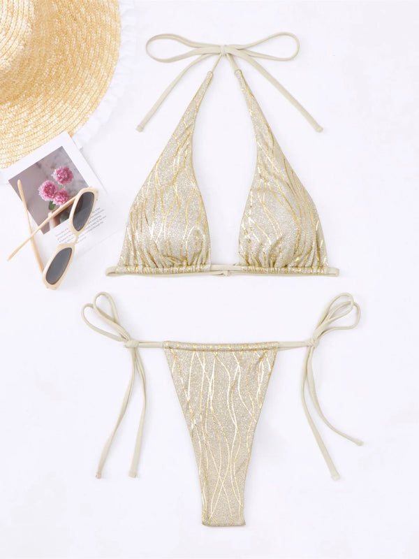 Irene Shiny Halter Brazilian Bikini Set