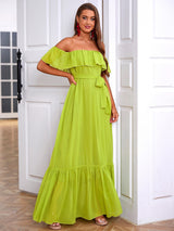 Janet Off Shoulder Ruffle Maxi Dress