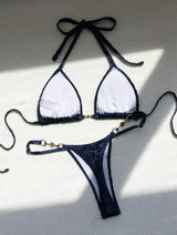Kelly Burnout Velvet Leopard Pearl Bikini Set