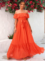 Janet Off Shoulder Ruffle Maxi Dress