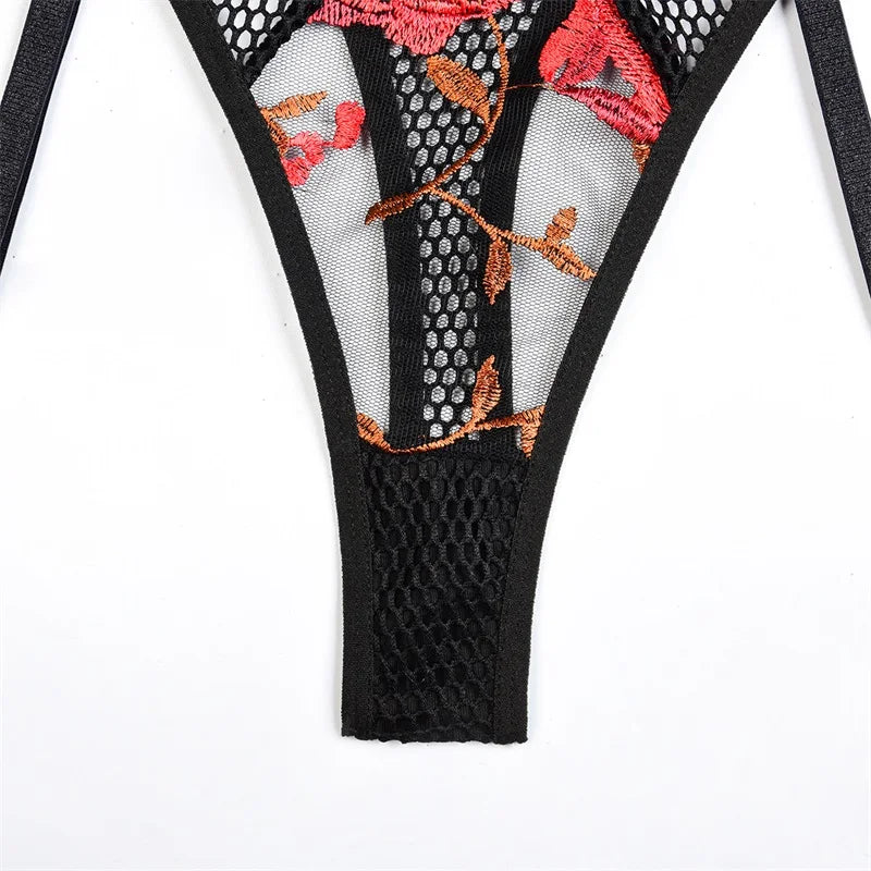 Marissa Embroidered Sheer Lingerie Set
