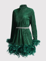 Karissa Feathered  Long-sleeve Dress
