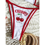 Cherry Printed Short Sleeve  3-Pc Bikini Set
