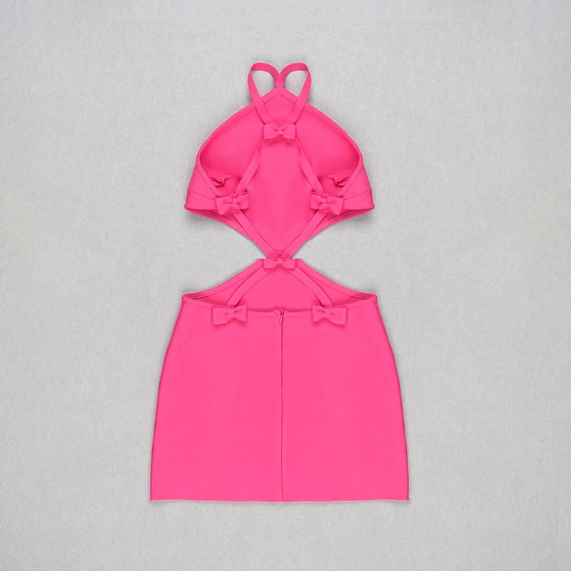 Helena Backless Bow Tie Mini Bandage Dress