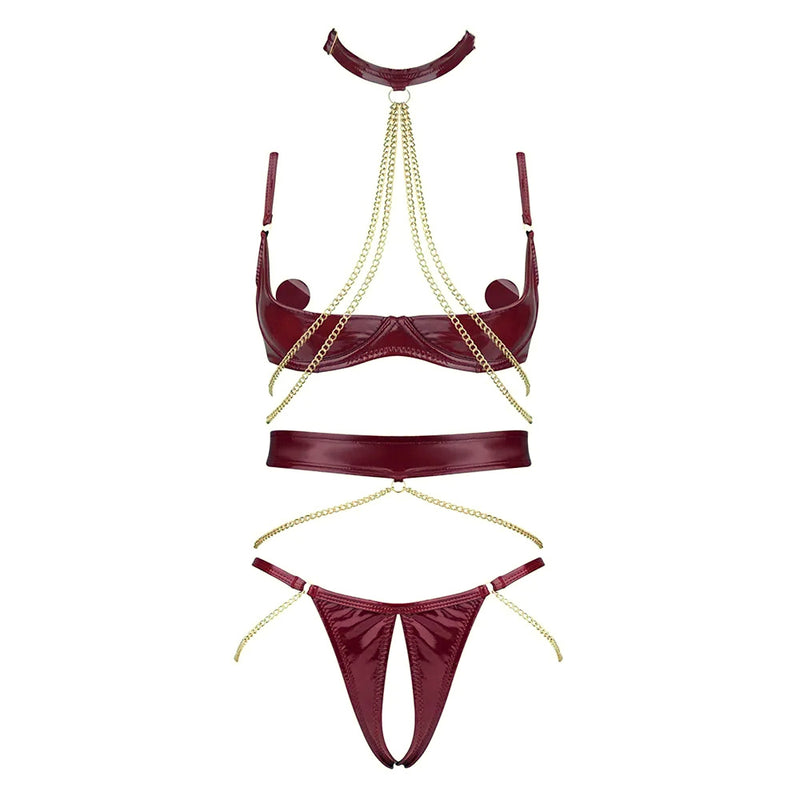 Desiree Open Wired Chain Bra Lingerie Set