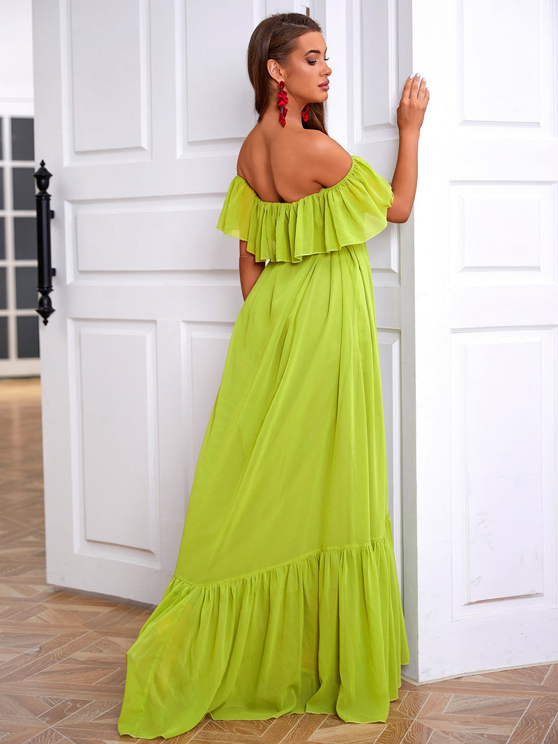 Janet Off Shoulder Ruffle Maxi Dress