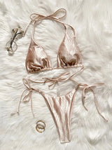 Riona Shiny Embossed Brazilian Bikini Set