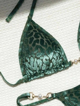 Kelly Burnout Velvet Leopard Pearl Bikini Set