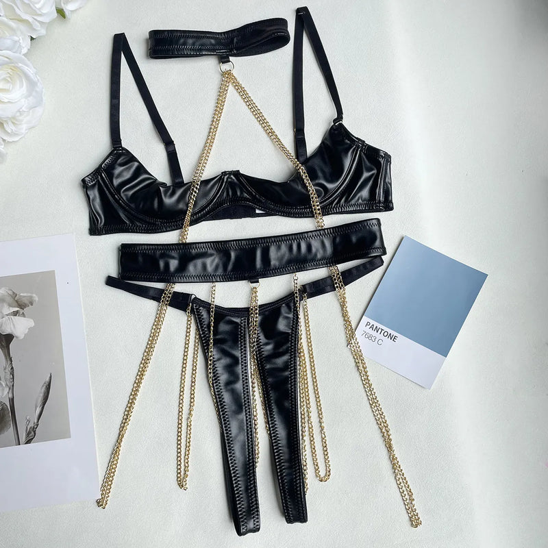 Desiree Open Wired Chain Bra Lingerie Set