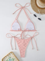 Hyeden Embossed Checkered Halter Bikini