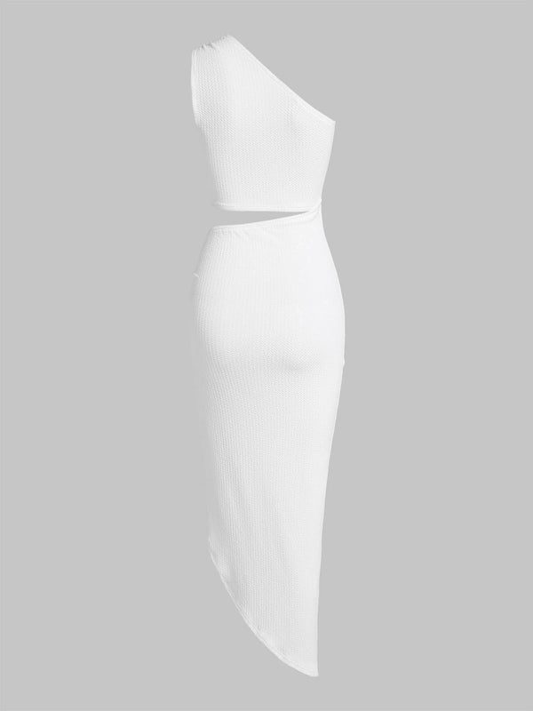 Valeria One Shoulder Cutout Thigh High Slit Maxi Dress
