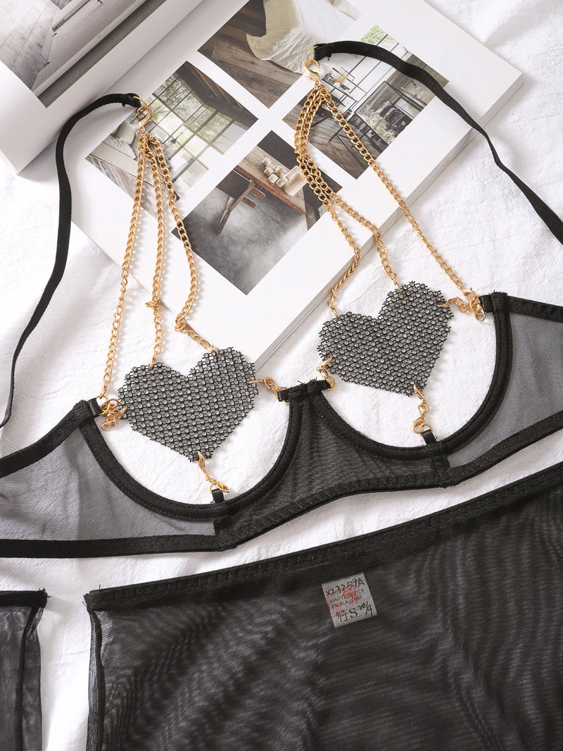 Jana Shiny Heart 7-Pc Lingerie Set