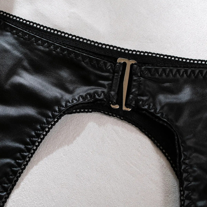 Selene Cutout Faux Leather Lingerie Set