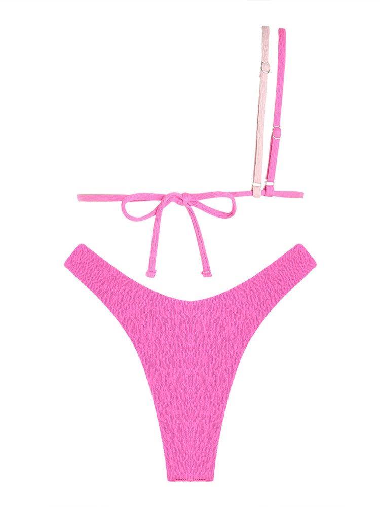 Alina One Shoulder Color Block 2-Pc Bikini