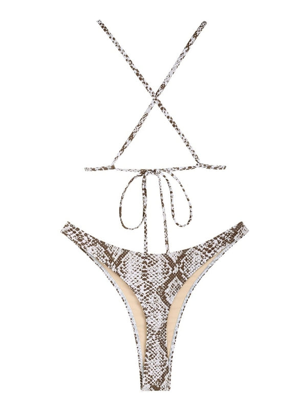 Claudia Snake Print Triangle Brazilian 2-Pc Bikini Set