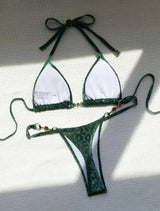 Kelly Burnout Velvet Leopard Pearl Bikini Set