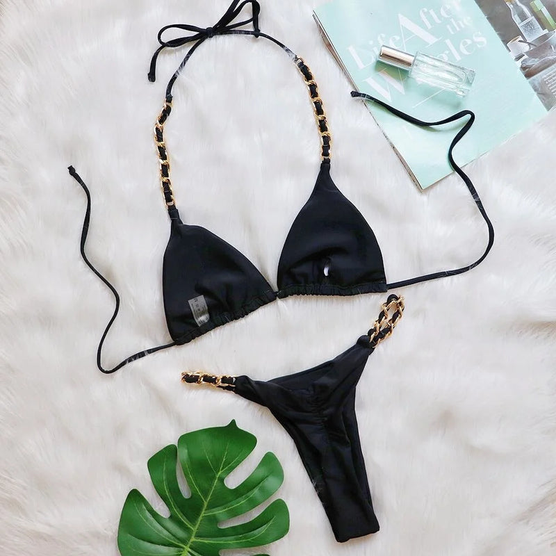 Cierra Chain Weave 2-Pc Brazilian Bikini Set