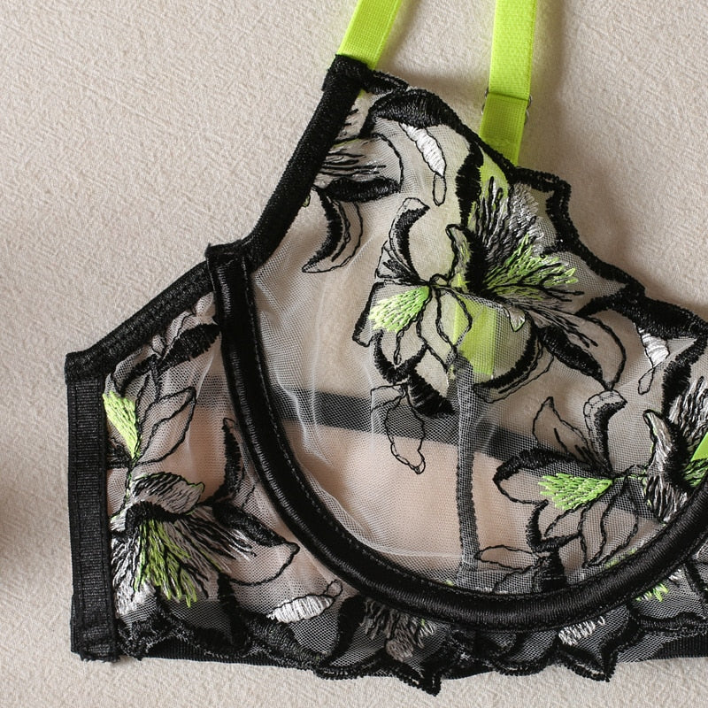 Elsie Embroidered Floral Lace Lingerie Set