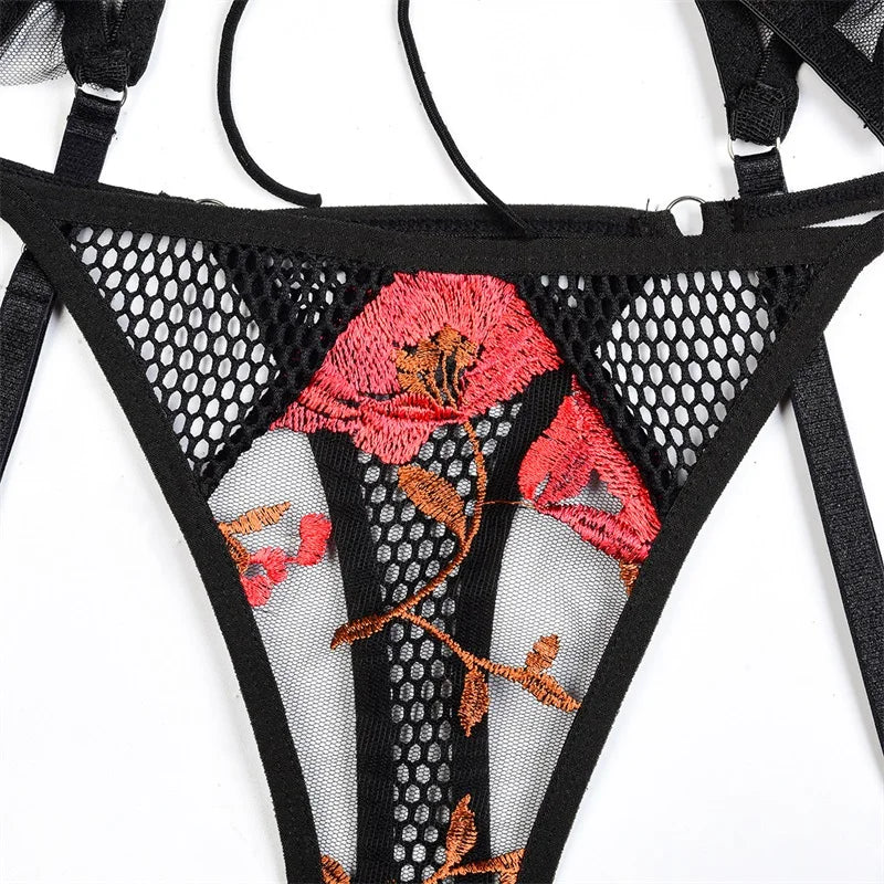 Marissa Embroidered Sheer Lingerie Set