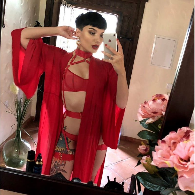 Aisha Sheer Mesh 4-Piece Lingerie Set