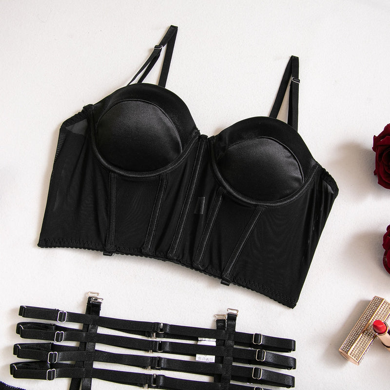 Vanessa Sateen Push Up Corset Lingerie Set