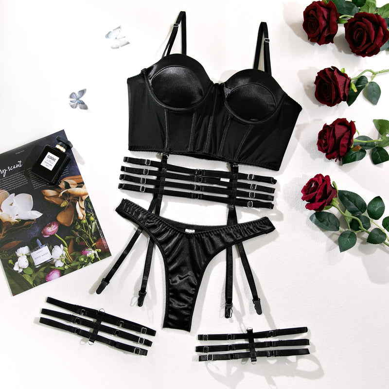 Vanessa Sateen Push Up Corset Lingerie Set