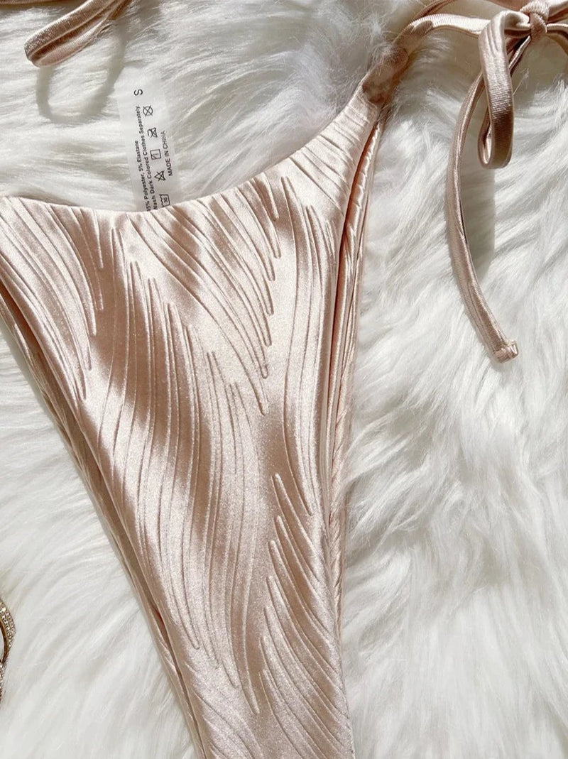 Riona Shiny Embossed Brazilian Bikini Set