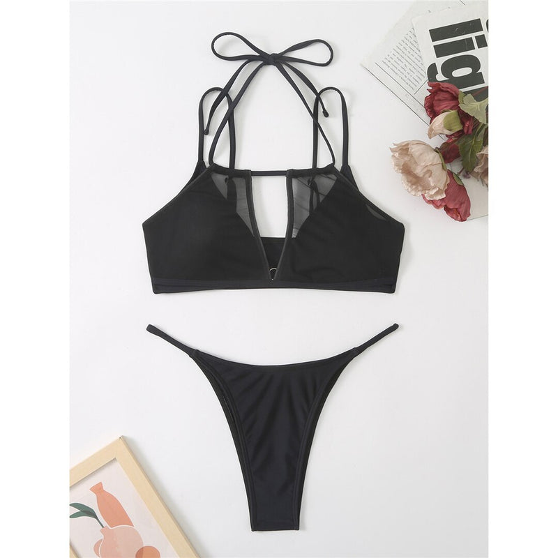Macy Sheer Halter 2-Pc Bikini Set