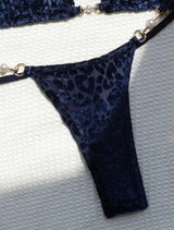 Kelly Burnout Velvet Leopard Pearl Bikini Set