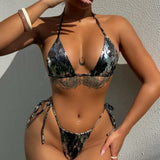 Ayana Snakeskin Print Bikini Set