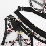 Cayden Leopard Print Mesh Contrast 5-Pc Lingerie Set