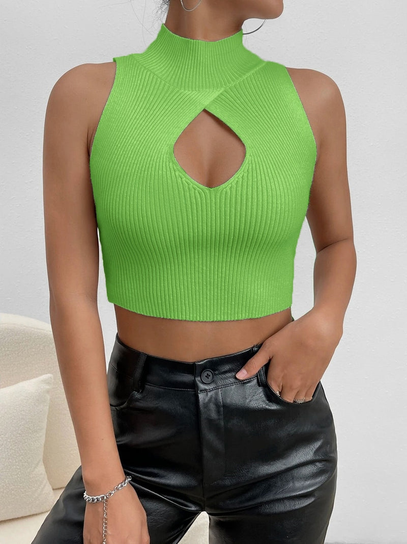 Lila Cut Out Turtleneck Knit Cropped Top