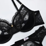 Judith Heart Embroidered Lace Lingerie Set