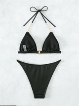 Imani Rhinestone Chain Snakeskin 2-Pc Cheeky Bikini Set