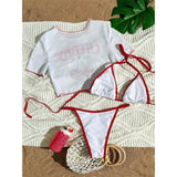 Cherry Printed Short Sleeve  3-Pc Bikini Set