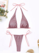 Irene Shiny Halter Brazilian Bikini Set