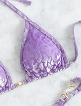 Kelly Burnout Velvet Leopard Pearl Bikini Set