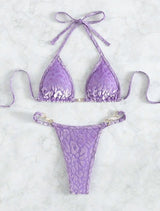 Kelly Burnout Velvet Leopard Pearl Bikini Set