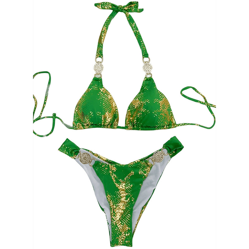 Brenna Shiny Snake Print 2-Pc Bikini Set
