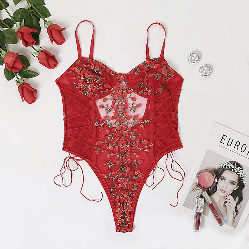 Callie Floral Lace Teddy Bodysuit