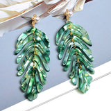 Sage Leaf-Shaped Drop Earrings