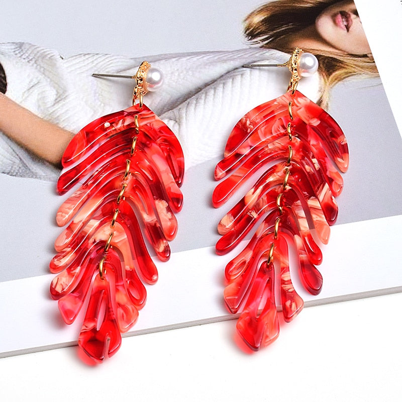 Sage Leaf-Shaped Drop Earrings