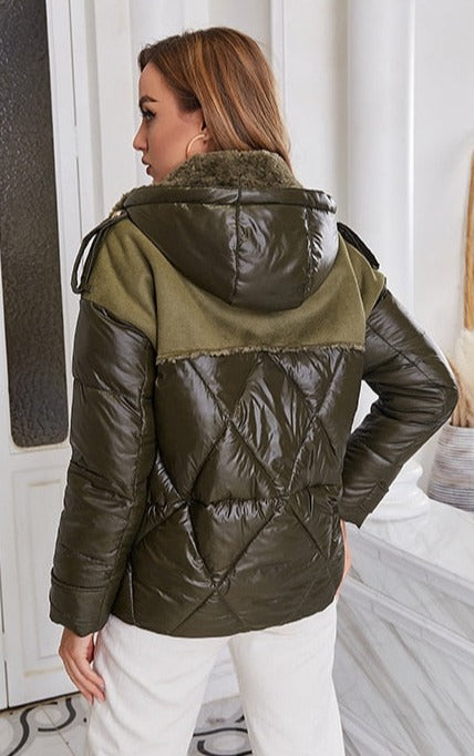 Cailyn Suede Contrast Down Jacket